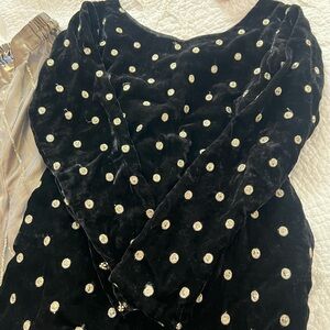 Black Velvet Polka Dot Top
